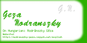 geza modranszky business card